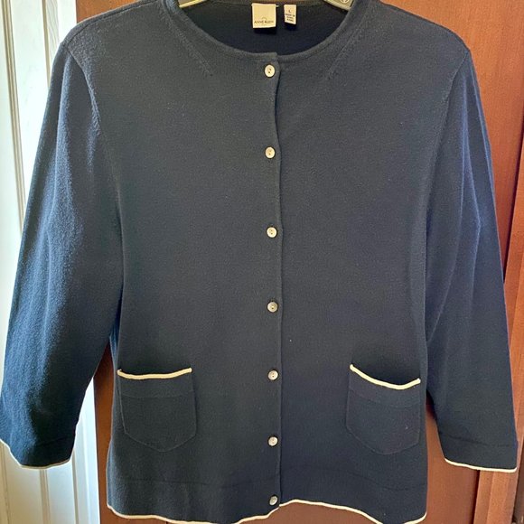 Anne Klein Sweaters - Anne Klein Navy Cardigan Knitware  ~ Size Large